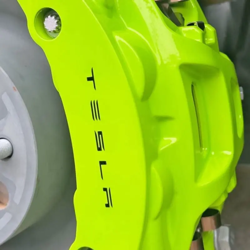 Painted calipers on a Tesla at Ecophant Auto Boca Raton