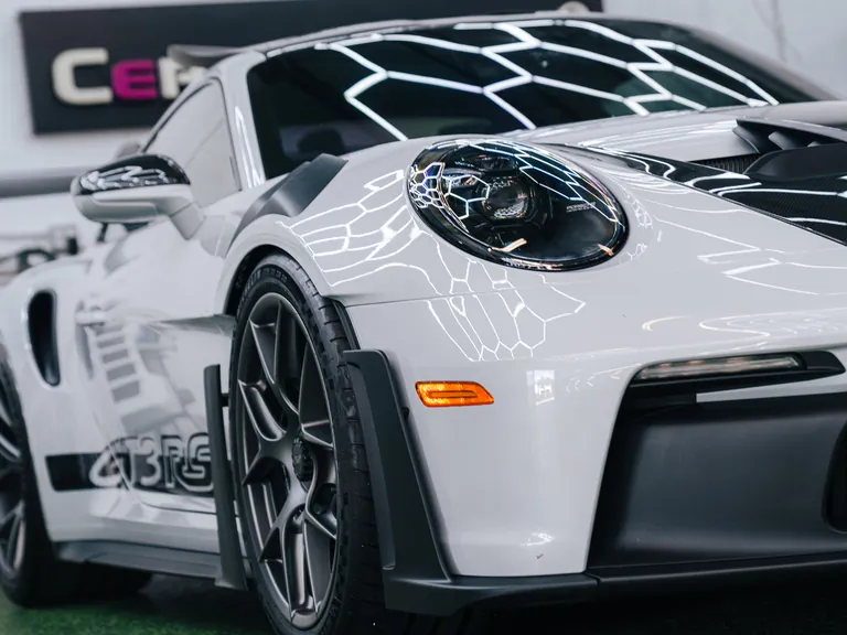 White Porsche 992 GT3 RS with window tinting at Ecophant Auto in Boca Raton
