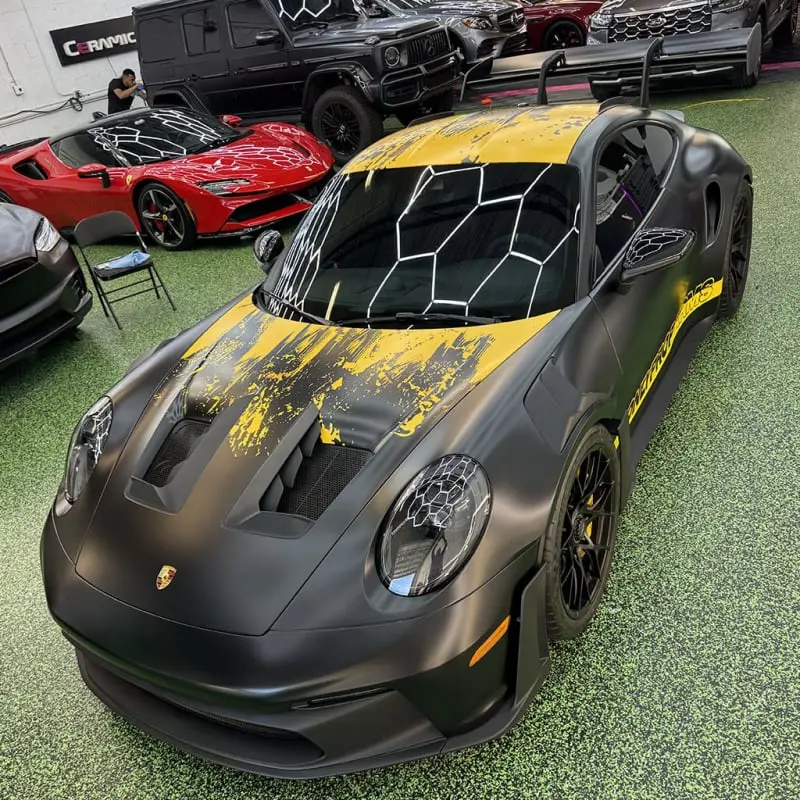 Vinyl wrap on a Porsche 911 GT3 at Ecophant Auto Boca Raton